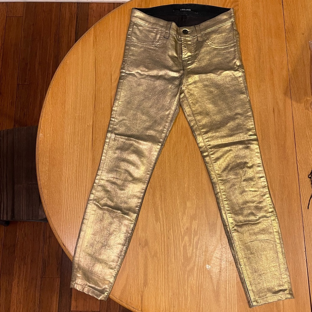 J BRAND Gold Foil Skinny Jeans - Sz 24